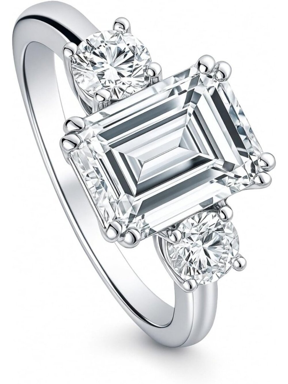 Elegant Sterling Silver 3-Stone CZ Engagement Promise Ring - Cushion & Round Cut